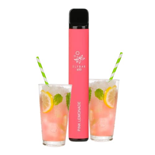 Elfbar 600 Pink Lemonade Disposable Pod 2ml - 550mAh - Pod Vape Desechable Elf Bar 600 caladas aprox - Cigarro electrónico Vaping - Vaina Desechable - 600 Puffs - (Sin Nicotina)