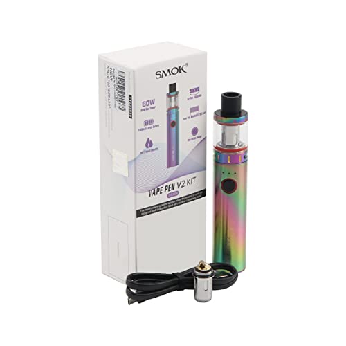 Smok Vape Pen V2 Kit con tanque de 3 ml Batería incorporada de 1600 mAh Dispositivo de vapor de 60 W 0.15ohm Vape Pen Bobina de malla 0.6ohm Bobinas de CC Sin nicotina 7 colores