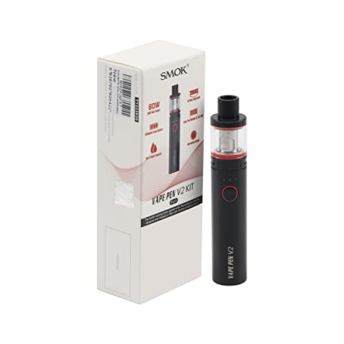 Smok Vape Pen V2 Kit con tanque de 3 ml Batería incorporada de 1600 mAh Dispositivo de vapor de 60 W 0.15ohm Vape Pen Bobina de malla 0.6ohm Bobinas de CC Sin nicotina Negro
