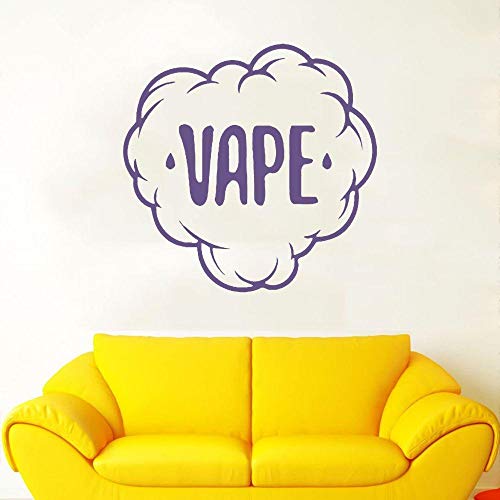Pegatina de pared Vape humo nube pared calcomanía vinilo pegatina tienda vape y decoración del hogar extraíble-H631 Violeta_Los 57x57cm