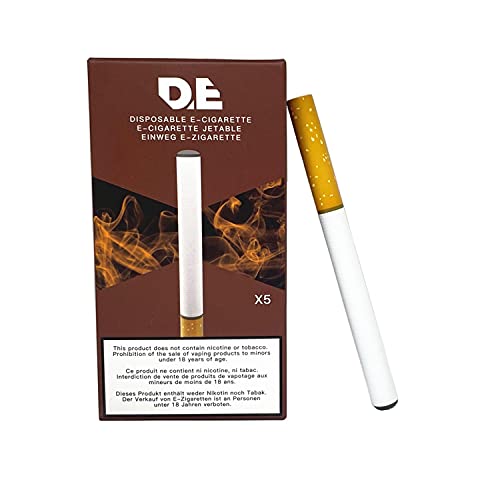 DE - desechable E-cigarrillo (5 unidades por paquete) al gusto del tabaco 500 inhalaciones cada una con batería de 280mAh y el volumen de vapor elevada ((sin nicotina y sin tabaco)