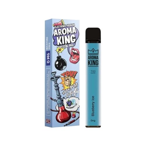 AROMA KING - Pod desechable sin nicotina, vaper desechable, cigarrillo electrónico sin nicotina, vaper electrónico con eliquid sin nicotina. (BLUEBERRY ICE)