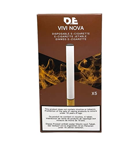 Vivi-Nova Desechable E-cigarrillo (1 paquete de 5 piezas) al gusto del tabaco (sin nicotina y sin tabaco)