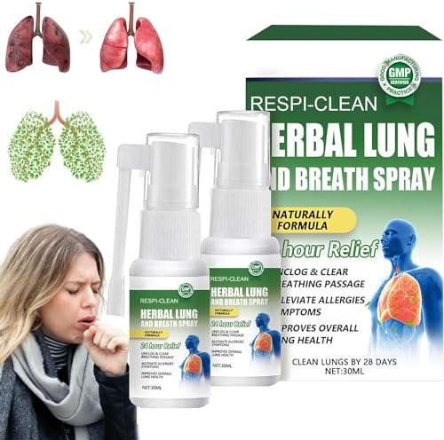 Furzero Respiclean Herbal Pulmón y Breath Spray – Spray de limpieza pulmonar a base de hierbas, esencia pulmonar natural a base de hierbas, alivia las molestias corporales y la fatiga, relaja el