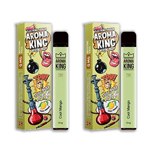 AROMA KING - [2 pcs] Pod desechable sin nicotina, vaper desechable, cigarrillo electrónico sin nicotina, vaper electrónico con eliquid sin nicotina. (COOL MANGO)